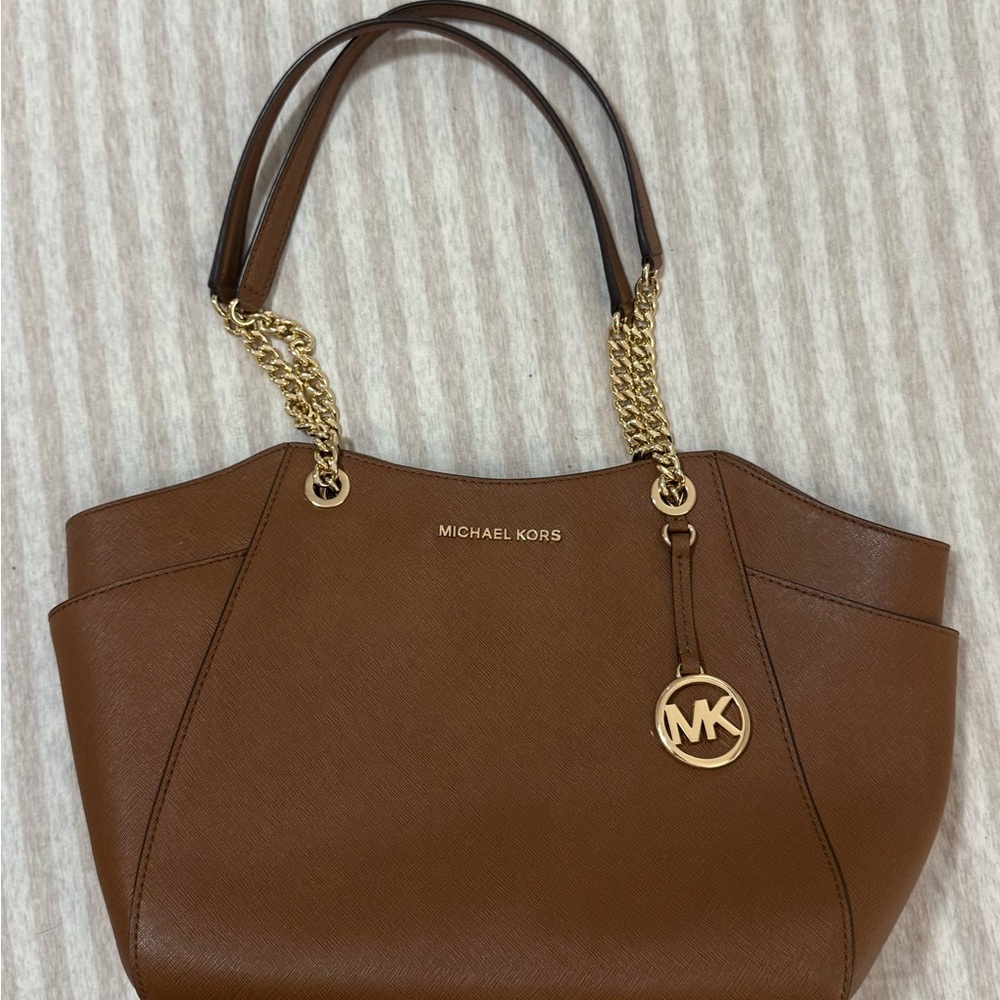 Michael Kors Tan Leather Tote with Gold Accents